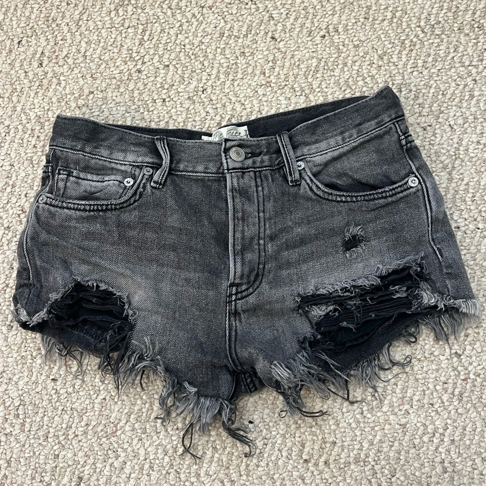 Free People Black Denim Shorts